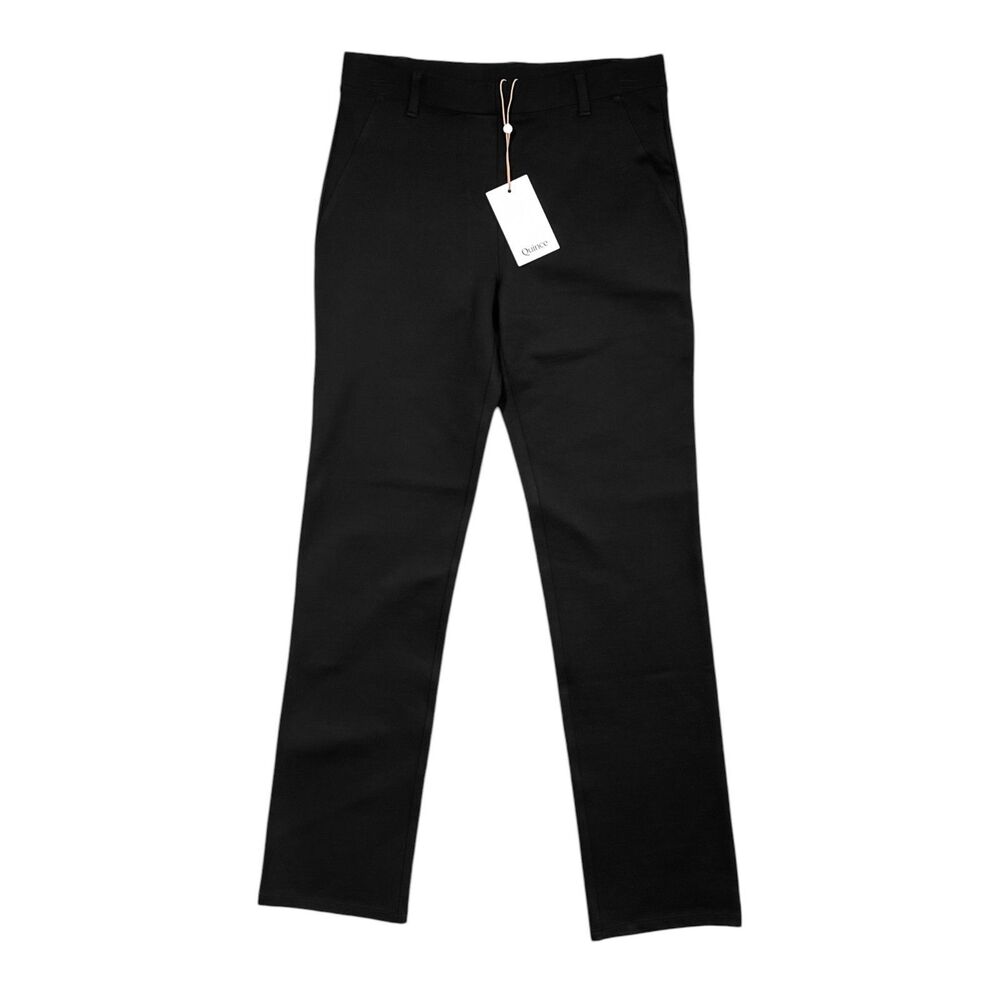 Quince Ponte Pants Petite Small Black Pull On Straight Leg Stretch NWT Office